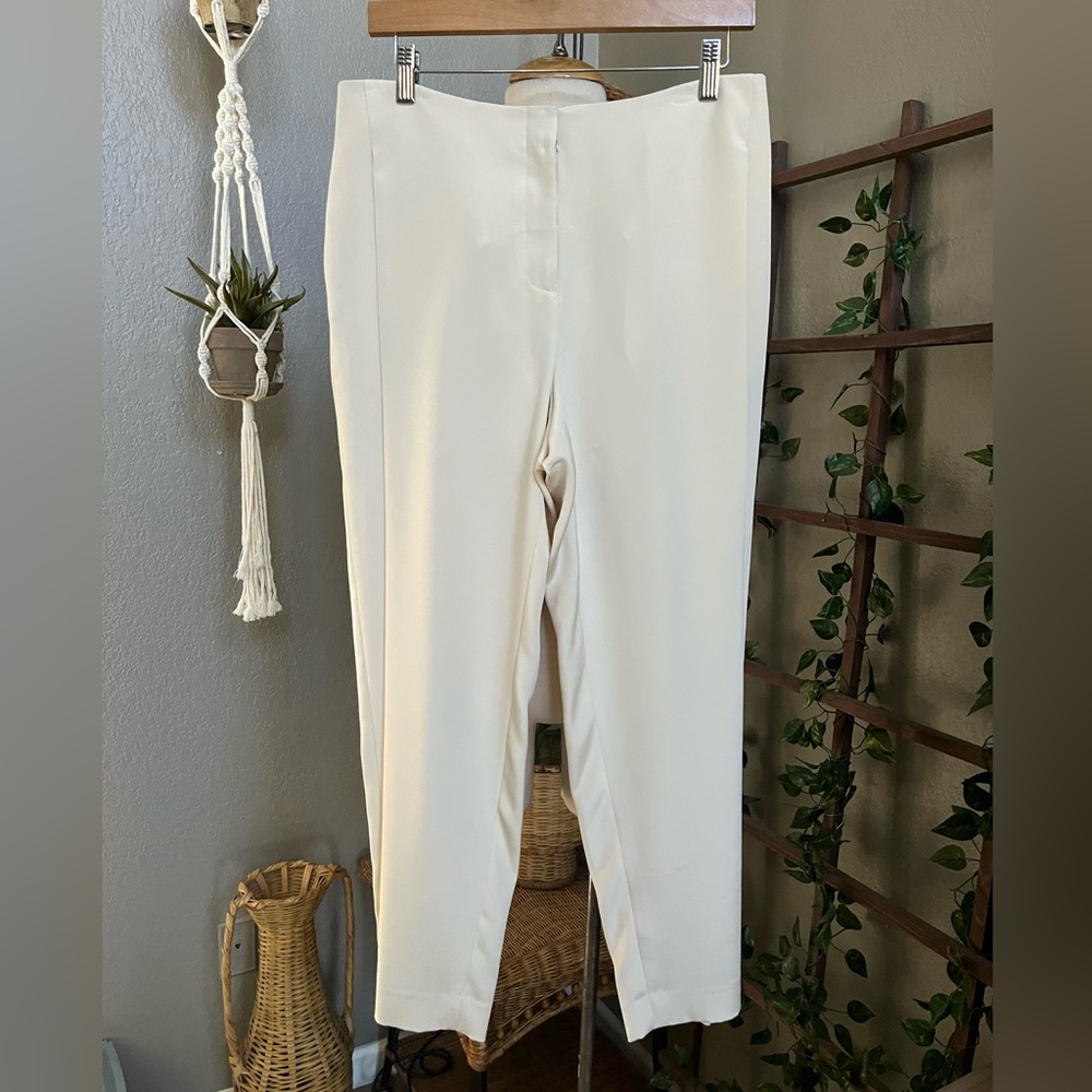 Lafayette 148 New York Silk Cream Ivory Trouser Ankle Pants